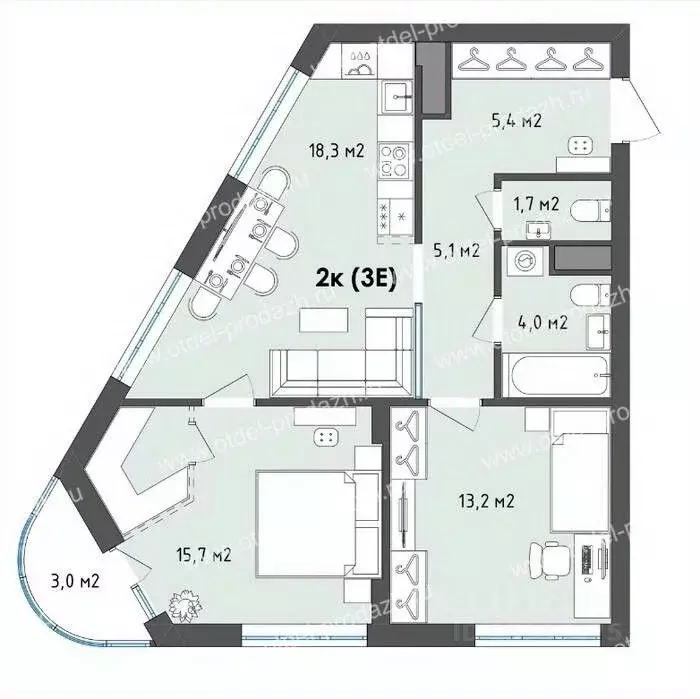 2-к кв. Воронежская область, Воронеж бул. Содружества, 1 (64.9 м) - Фото 1