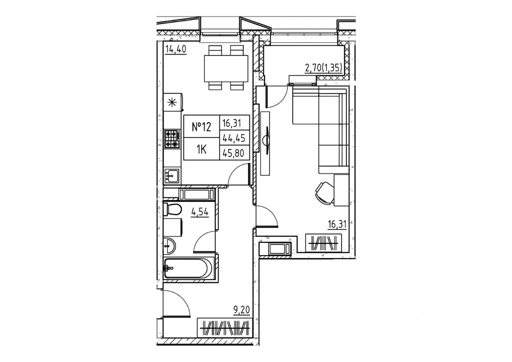 1-к кв. Московская область, Дубна ул. Понтекорво (45.8 м) - Фото 1