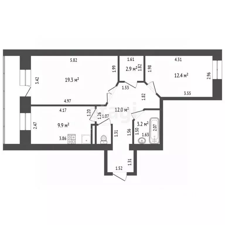 2-к кв. Московская область, Дубна просп. Боголюбова, 20 (60.8 м) - Фото 2