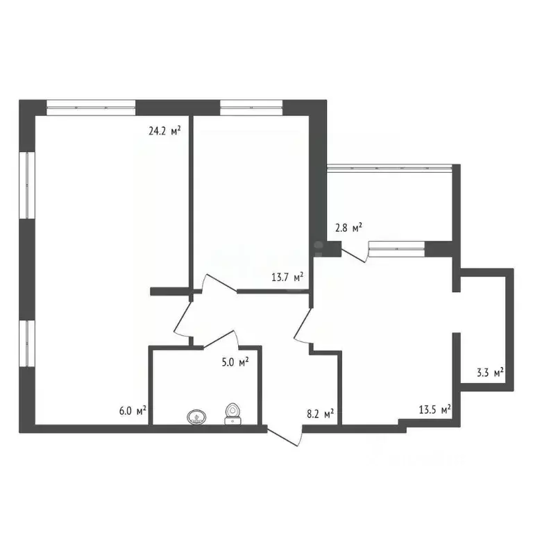 3-к кв. Красноярский край, Красноярск ул. Петра Подзолкова, 19 (73.8 ... - Фото 2