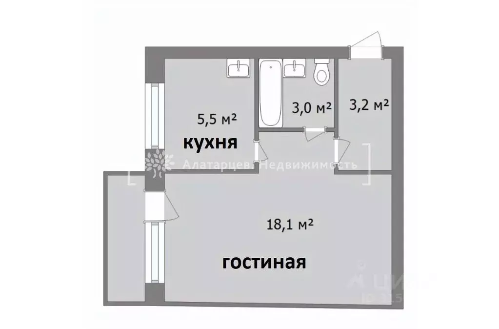 1-к кв. Томская область, Томск пер. Нахимова, 2 (31.4 м) - Фото 1