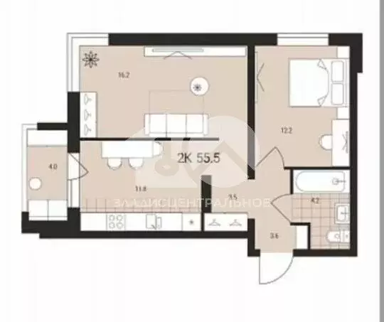 2-комнатная квартира: Обь, Геодезическая улица, 6Вк2 (51.9 м) - Фото 1