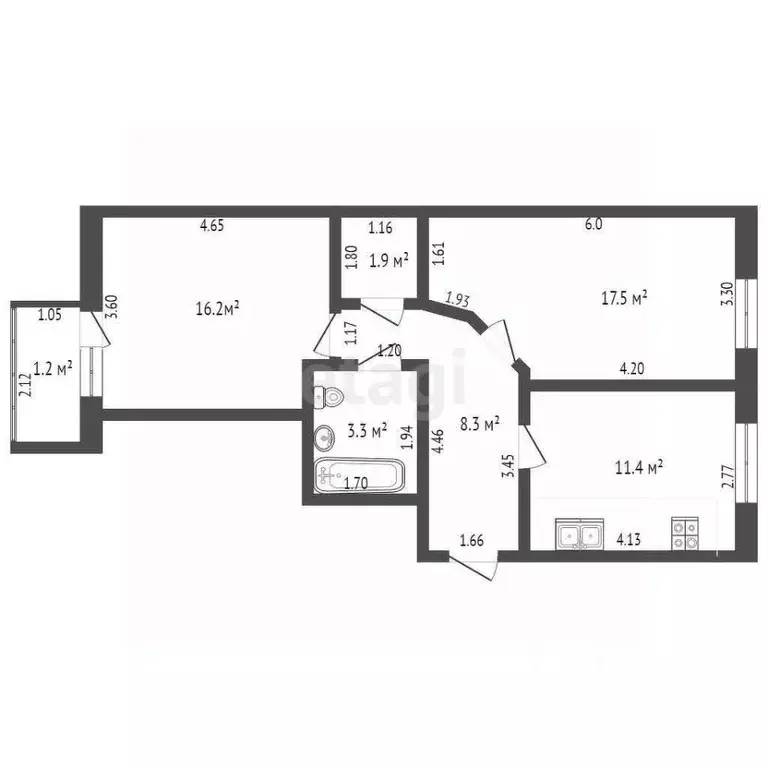 2-к кв. Краснодарский край, Геленджик Октябрьская ул., 43А (58.6 м) - Фото 2