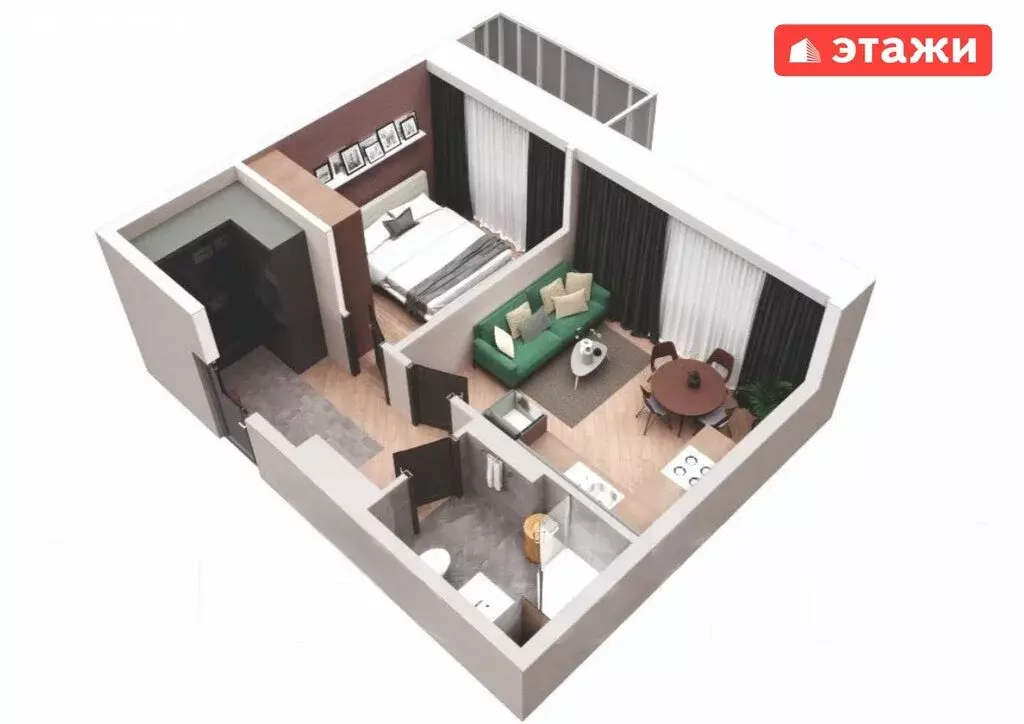 1-комнатная квартира: Артём, улица Острякова, 41 (42 м) - Фото 1