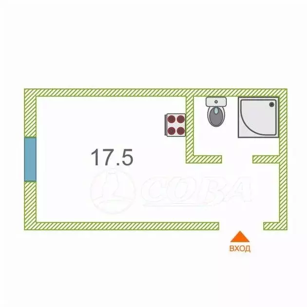 Комната Тюменская область, Тюмень Олимпийская ул., 27 (17.6 м) - Фото 1