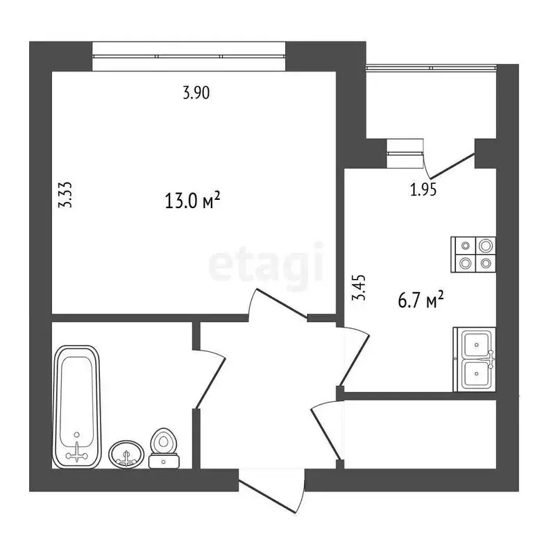1-комнатная квартира: Омск, улица 12 Декабря, 108 (27.9 м) - Фото 1