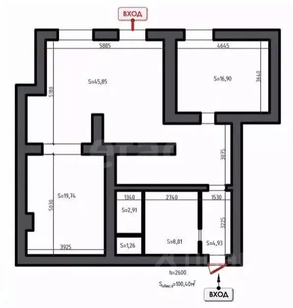 3-к кв. Тамбовская область, Тамбов Свободная ул., 8 (88.1 м) - Фото 2