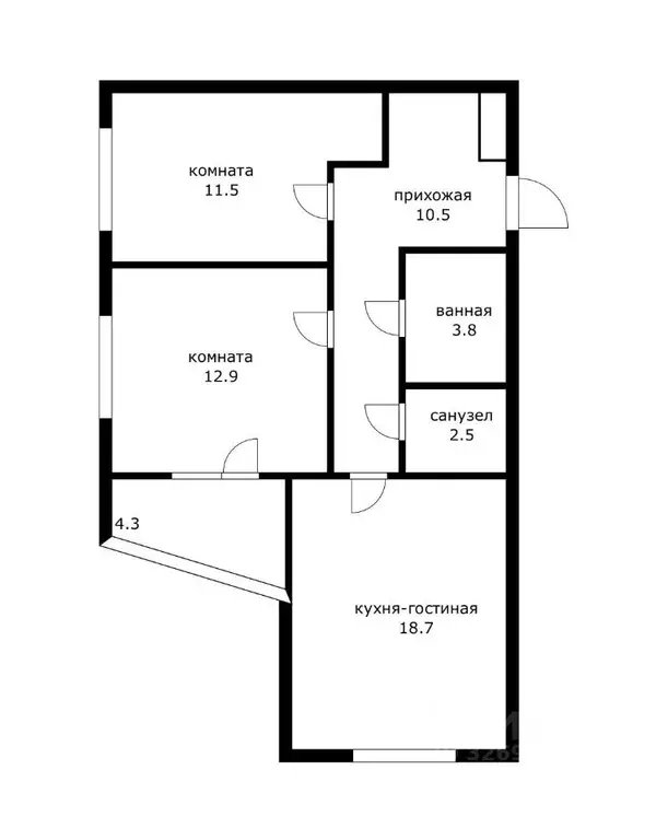 2-к кв. Краснодарский край, Краснодар Имени Петра Метальникова мкр, ... - Фото 1