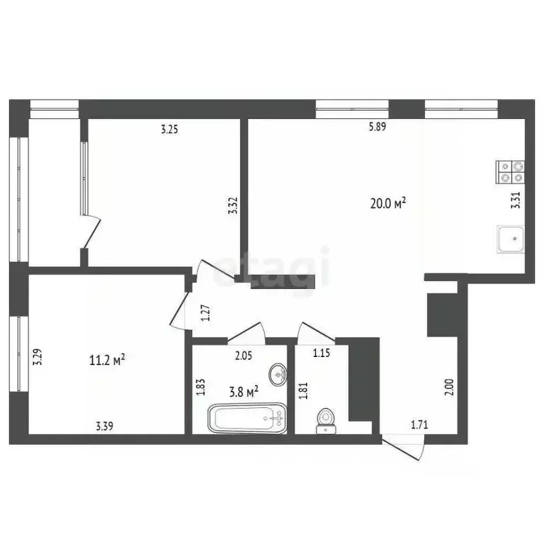 2-к кв. Тюменская область, Тюмень ул. Эльвиры Федоровой, 1к1 (57.6 м) - Фото 1