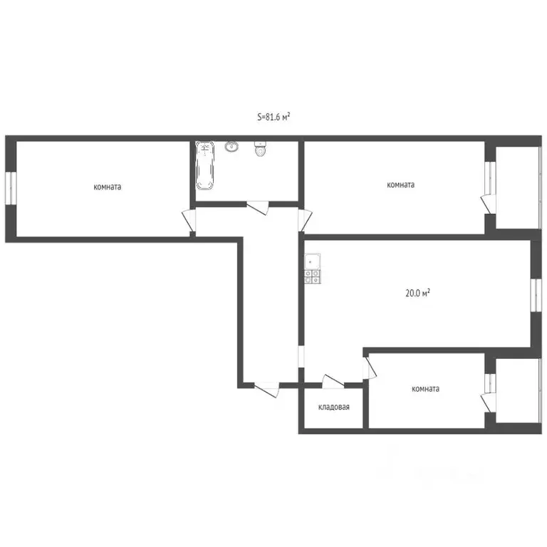 3-к кв. Тюменская область, Тюмень ул. Михаила Сперанского, 39к1 (83.0 ... - Фото 2
