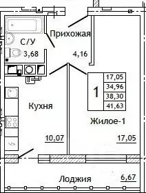 1-к кв. Смоленская область, Смоленск ул. Крупской (41.63 м) - Фото 0
