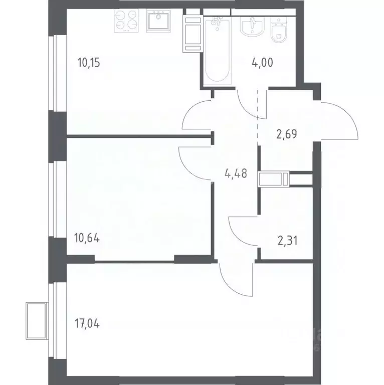 2-к кв. Московская область, Домодедово городской округ, с. Ям ул. ... - Фото 2