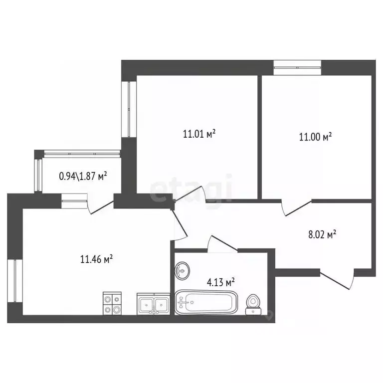 2-к кв. Санкт-Петербург Коломяжский просп., 5к3 (45.62 м) - Фото 2