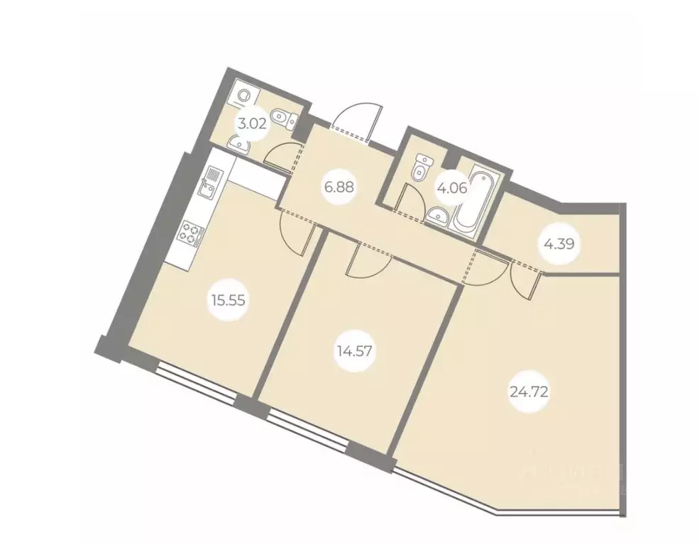 2-к кв. Санкт-Петербург ш. Суздальское, 8 (73.19 м) - Фото 2