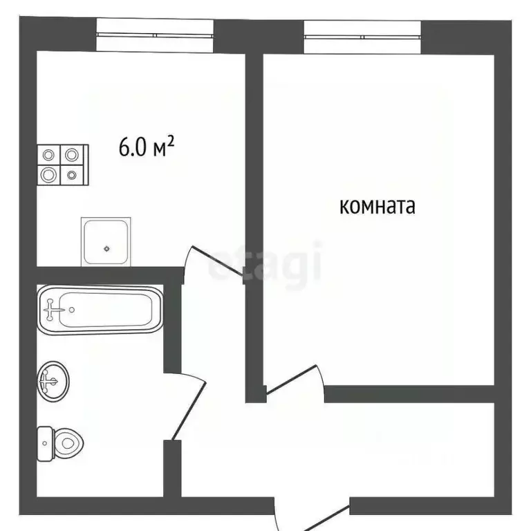 1-к кв. Челябинская область, Челябинск ул. Овчинникова, 9А (30.1 м) - Фото 0