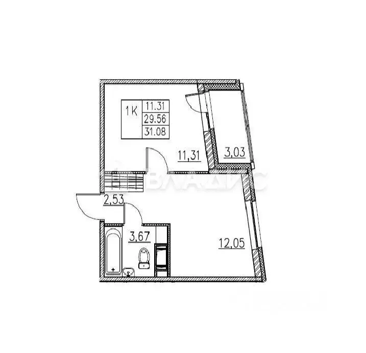 1-к кв. Ленинградская область, Мурино Всеволожский район, ул. ... - Фото 2