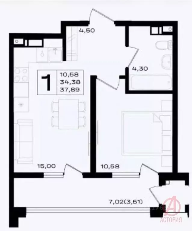 1-к кв. Краснодарский край, Новороссийск ул. Хворостянского, 27 (37.0 ... - Фото 1