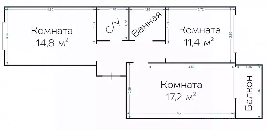 2-к кв. Санкт-Петербург пос. Парголово, Заречная ул., 13к3 (53.6 м) - Фото 1