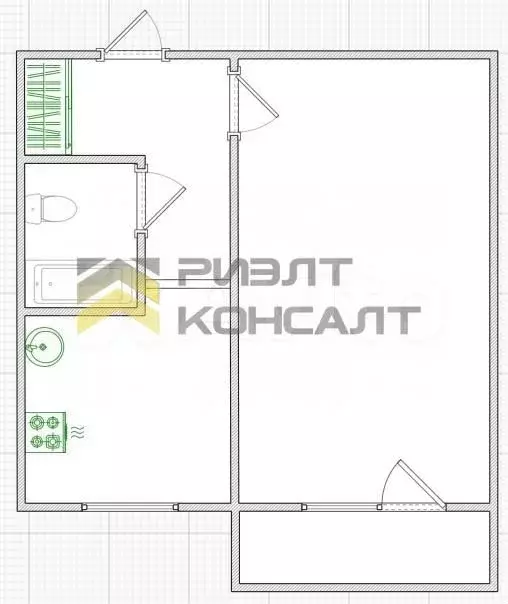 1-к. квартира, 30 м, 2/5 эт. - Фото 0
