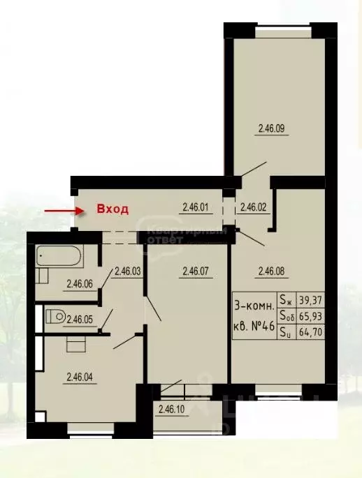 3-к кв. Владимирская область, Владимир ул. Всесвятская, 15 (65.95 м) - Фото 1