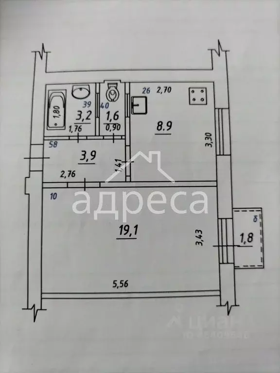 1-к кв. Самарская область, Самара ул. Нефтяников, 22 (36.8 м) - Фото 1