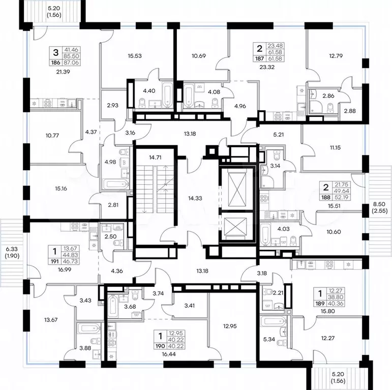 3-к. квартира, 87,1 м, 5/8 эт. - Фото 1