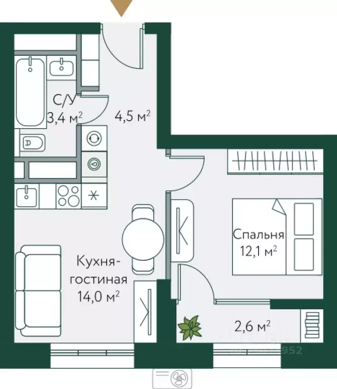 1-к кв. Волгоградская область, Волгоград Новосибирская ул., 74с1 ... - Фото 1
