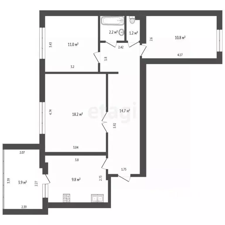 3-к кв. Ямало-Ненецкий АО, Тарко-Сале Пуровский район, ул. Победы, 22А ... - Фото 2