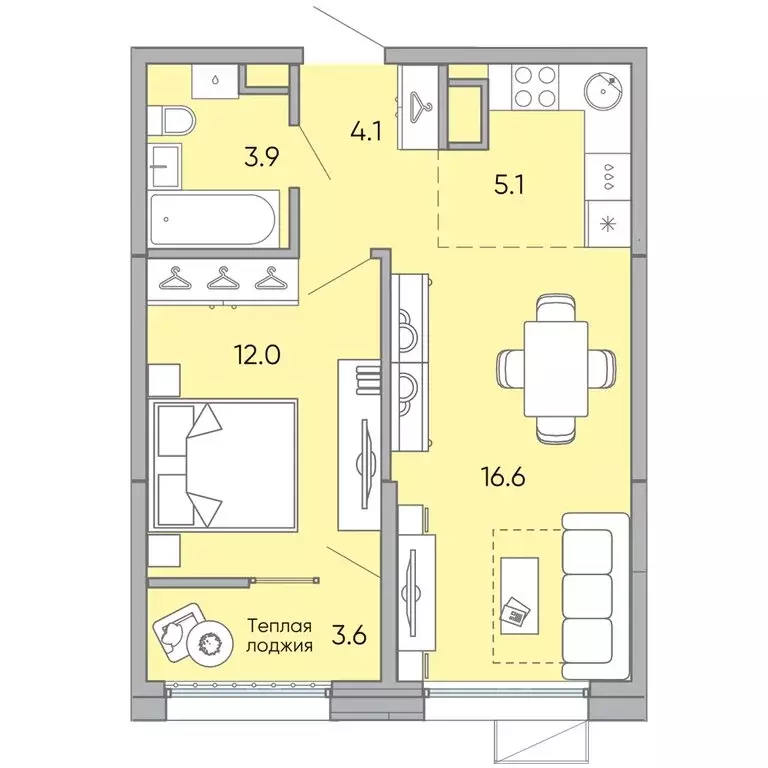 2-комнатная квартира: Чита, микрорайон Хороший, 14 (45.3 м) - Фото 1