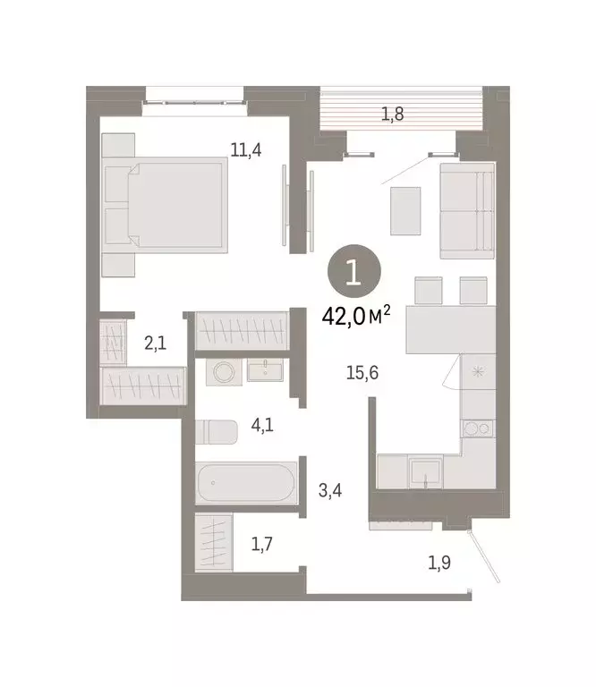 1-комнатная квартира: Москва, жилой комплекс Квартал Метроном (42 м) - Фото 0