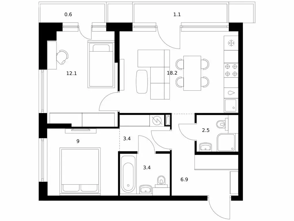 2-комнатная квартира: Москва, улица Ивана Франко, 20к2 (57.2 м) - Фото 0
