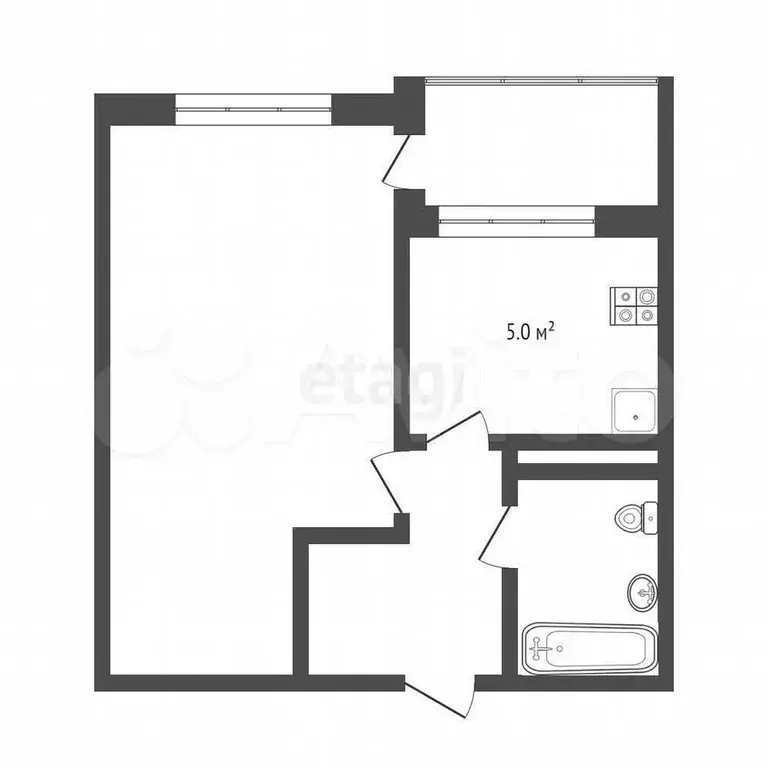 1-к. квартира, 33 м, 1/4 эт. - Фото 0