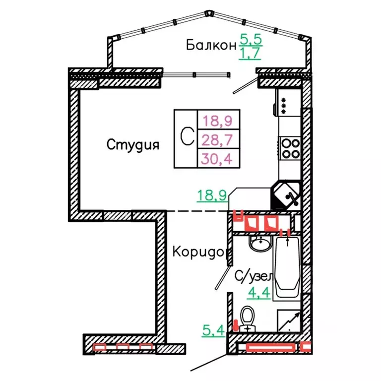 Студия Белгородская область, Старый Оскол Садовые Кварталы мкр, 4 ... - Фото 1