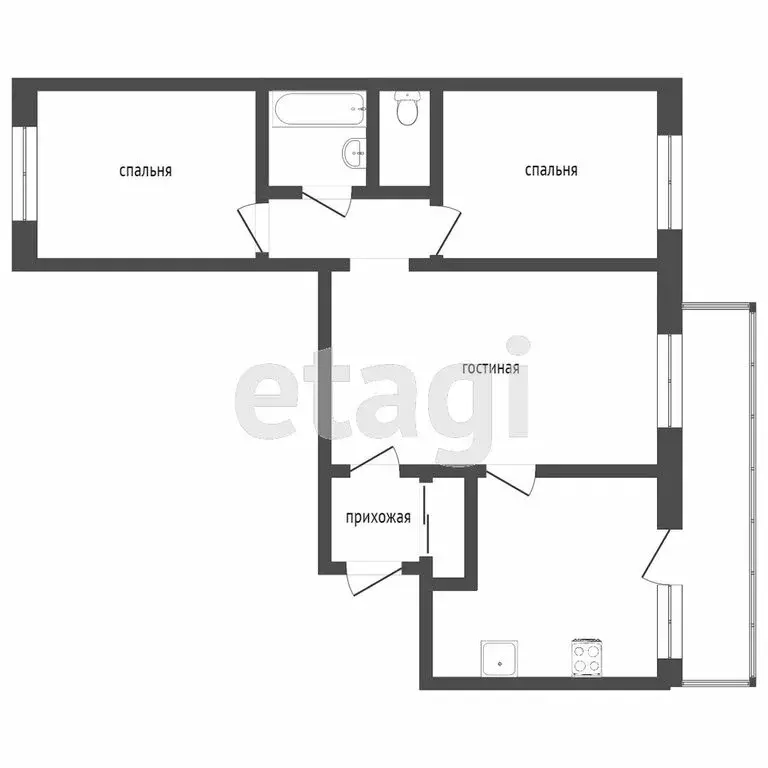 3-комнатная квартира: Челябинск, улица Дегтярёва, 91 (62 м) - Фото 1