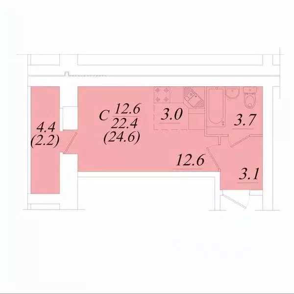 Студия Вологодская область, Вологда Новгородская ул., 34к1 (24.6 м) - Фото 0