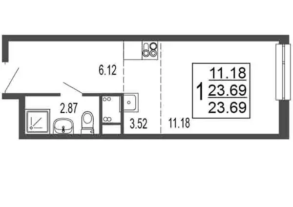 Квартира-студия: Лыткарино, 6-й микрорайон, 15Д (23.69 м) - Фото 0