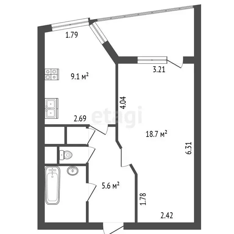 1-комнатная квартира: Санкт-Петербург, улица Руднева, 21к3 (37.9 м) - Фото 1