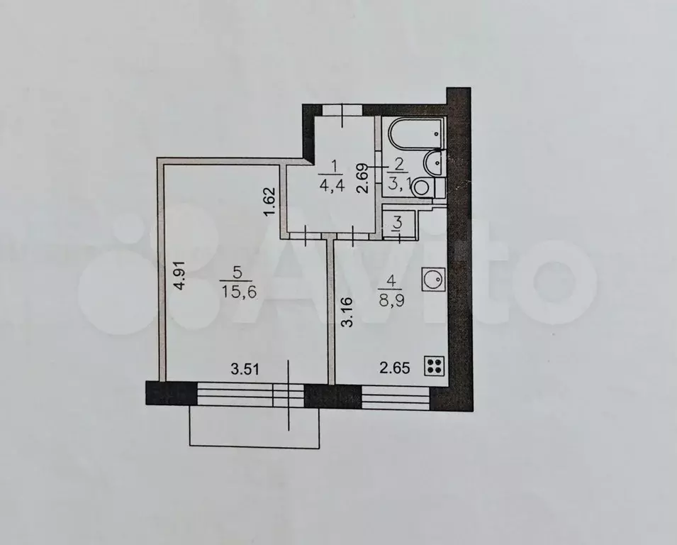 1-к. квартира, 33 м, 2/3 эт. - Фото 0