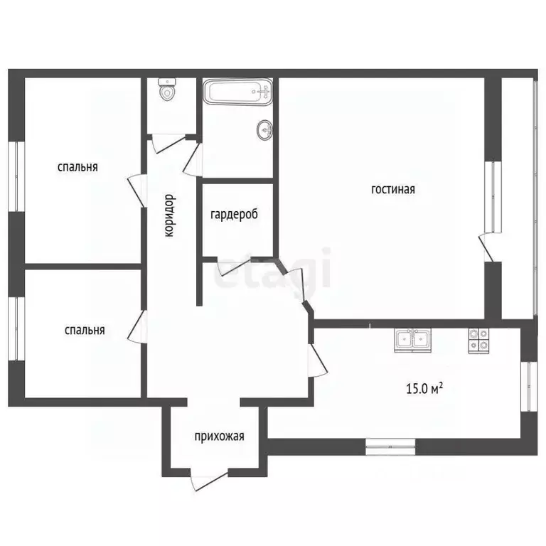 3-к кв. Челябинская область, Челябинск Каслинская ул., 101а (127.0 м) - Фото 1