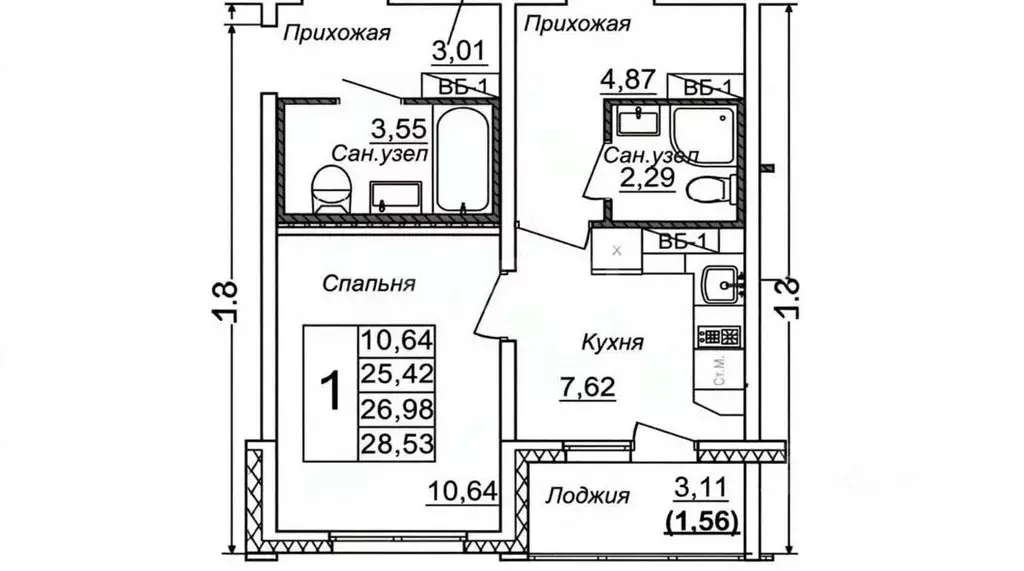 1-к кв. Ульяновская область, Ульяновск проезд Стартовый, 5к1 (25.4 м) - Фото 2