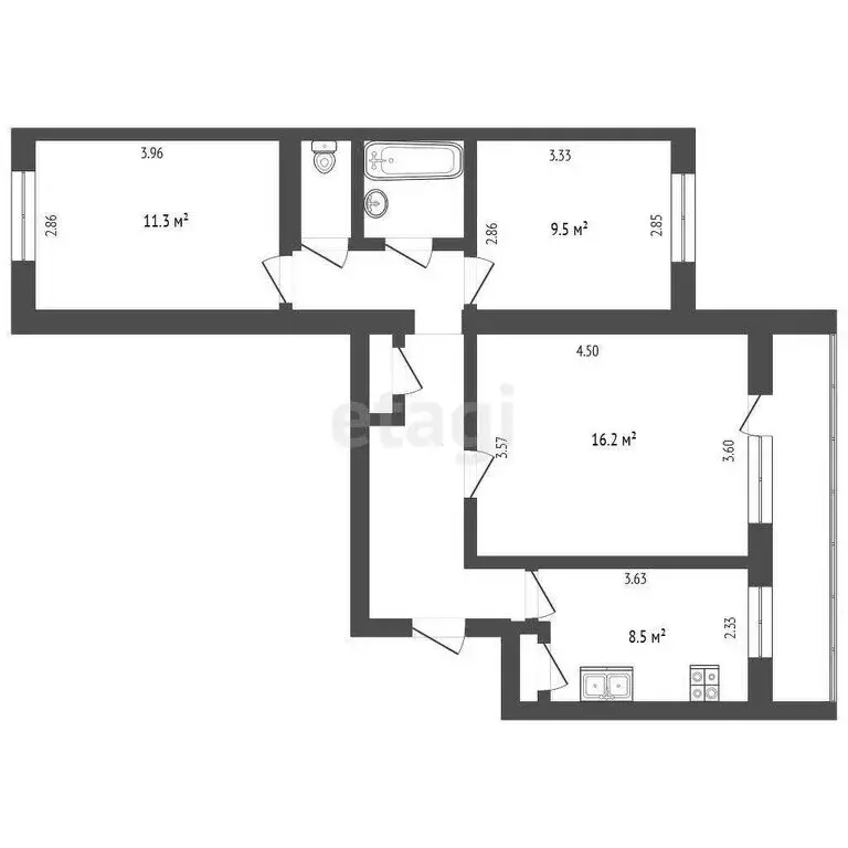 3-комнатная квартира: Красногорск, Заводская улица, 27 (63.1 м) - Фото 0