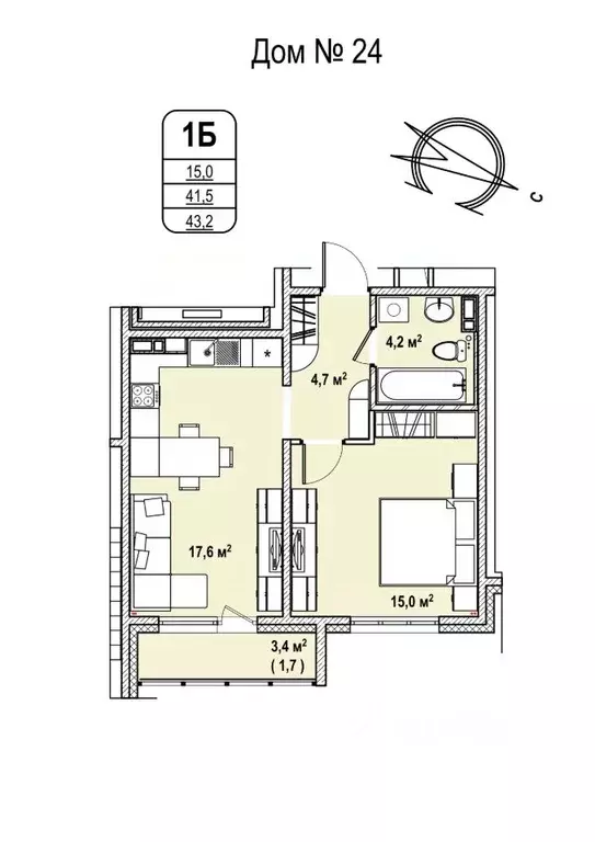 1-к кв. Кемеровская область, Кемерово 68-й мкр,  (43.2 м) - Фото 1