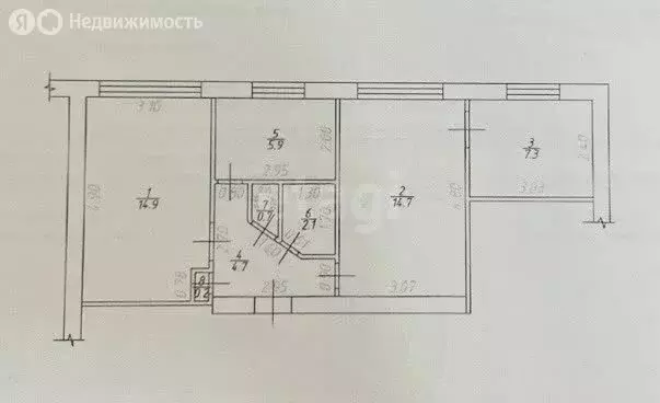 3-комнатная квартира: Агрыз, улица Карла Маркса, 12 (50.3 м) - Фото 1