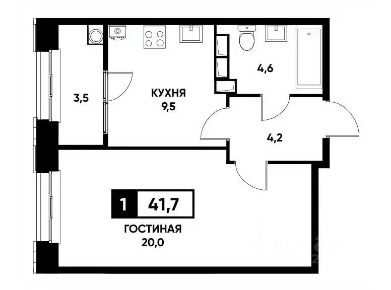 1-к кв. Ставропольский край, Ставрополь ул. Николая Голодникова, 9к1 ... - Фото 0