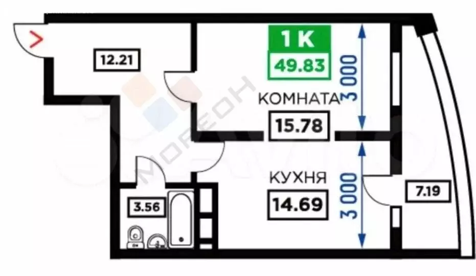 1-комнатная квартира: Краснодар, Воронежская улица, 47Дк1 (50 м) - Фото 0