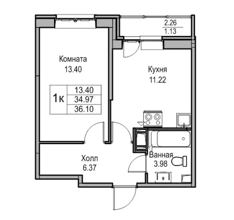 1-комнатная квартира: Санкт-Петербург, Ивинская улица, 19к1 (36 м) - Фото 1