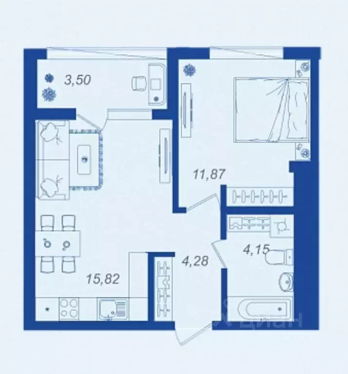 1-к кв. Брянская область, Брянск Новый Город жилой комплекс (37.87 м) - Фото 1