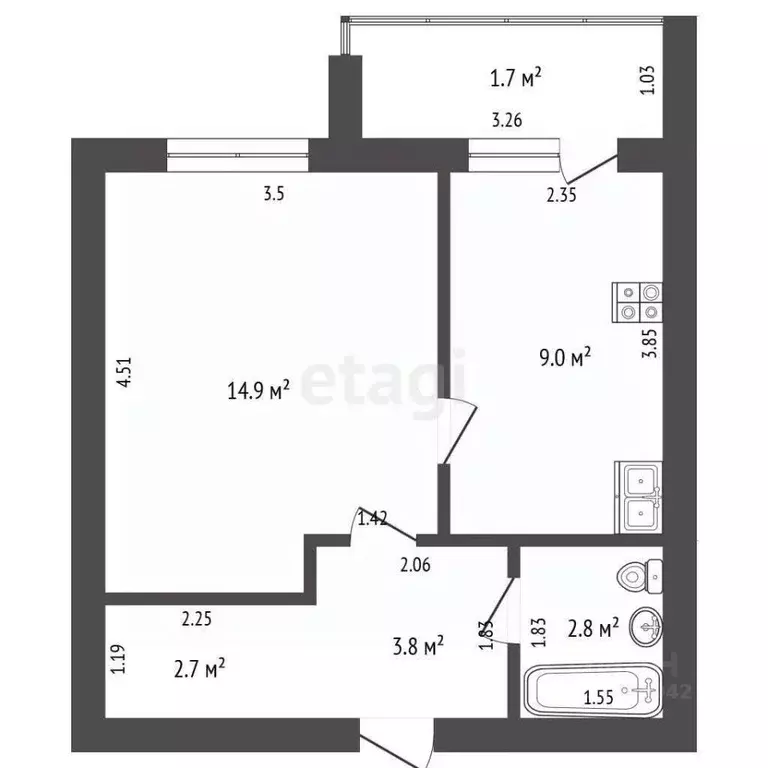 1-к кв. Забайкальский край, Чита Славянская ул., 6 (35.0 м) - Фото 2