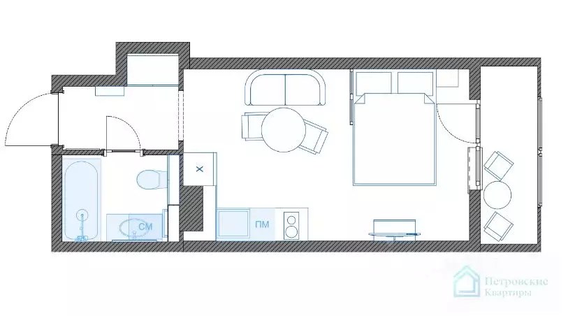 Студия Санкт-Петербург Планерная ул., 87к1 (22.1 м) - Фото 1