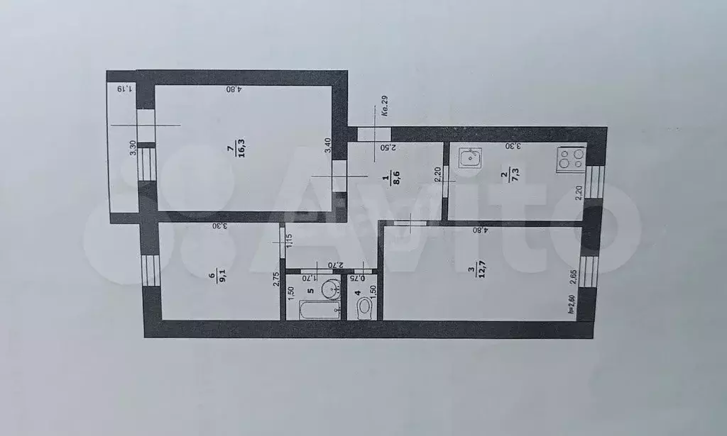 3-к. квартира, 57,7 м, 5/5 эт. - Фото 0